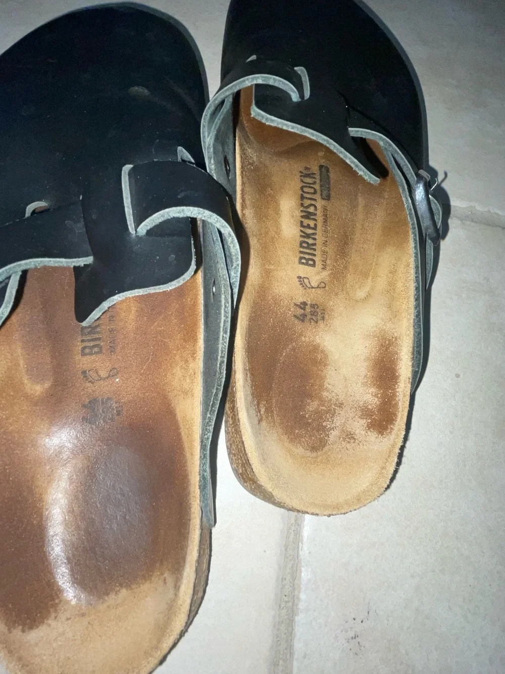 Birkenstock Boston Crosstown Clogs Black Leather Size 11 EU 44 Slip Resistant
